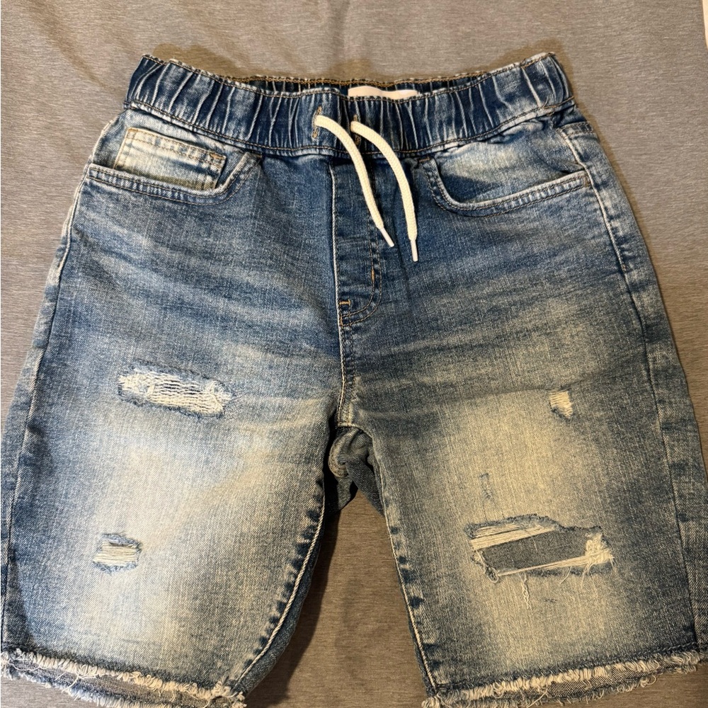 Old Navy Blue Distressed Elastic Waist Shorts